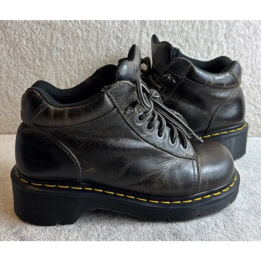 Dr. Martens Leather Toya Chunky Dk Grey Boots Women’s Size 7
